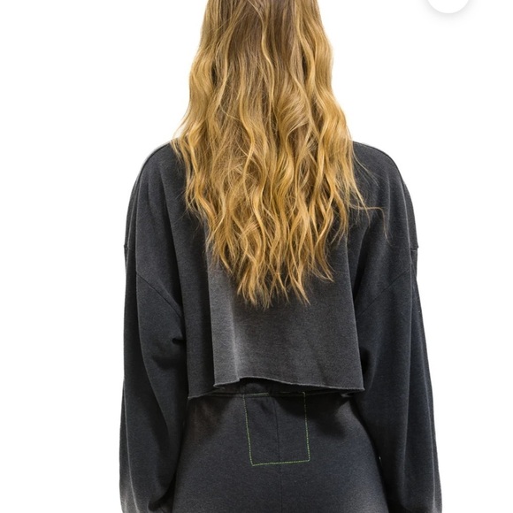 Aviator Nation Vintage logo cropped crew relaxed sweatshirt-size M-NWT - Picture 3 of 6